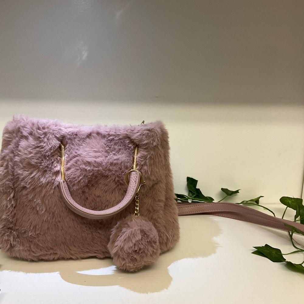Isaac Mizrahi Pink and Purple Fuzzy Shoulder Bag